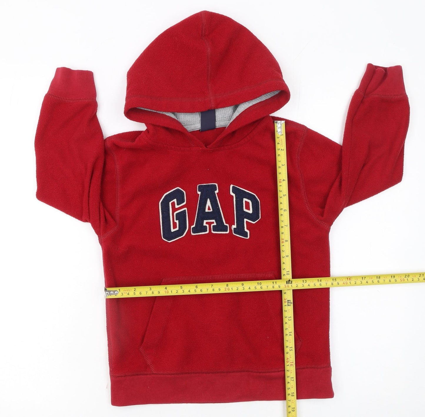 GAP Boys Red Fleece Pullover Hoodie 6-7 Years with Logo Front
