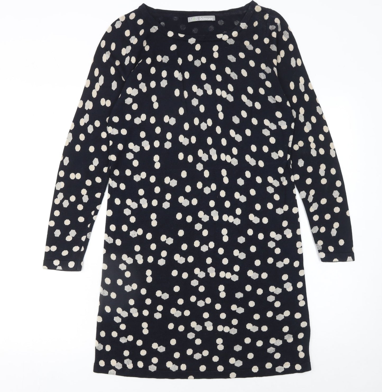 Marks and Spencer Women Blue Polka Dot Shift Dress Size 10