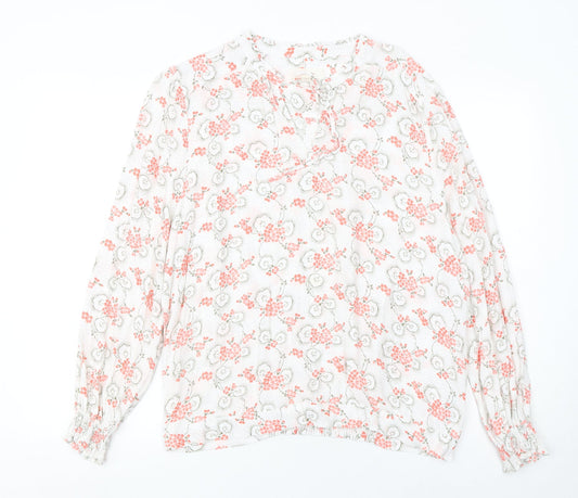 Marks and Spencer Women’s White Floral Viscose Long Sleeve Tunic Blouse Size 18