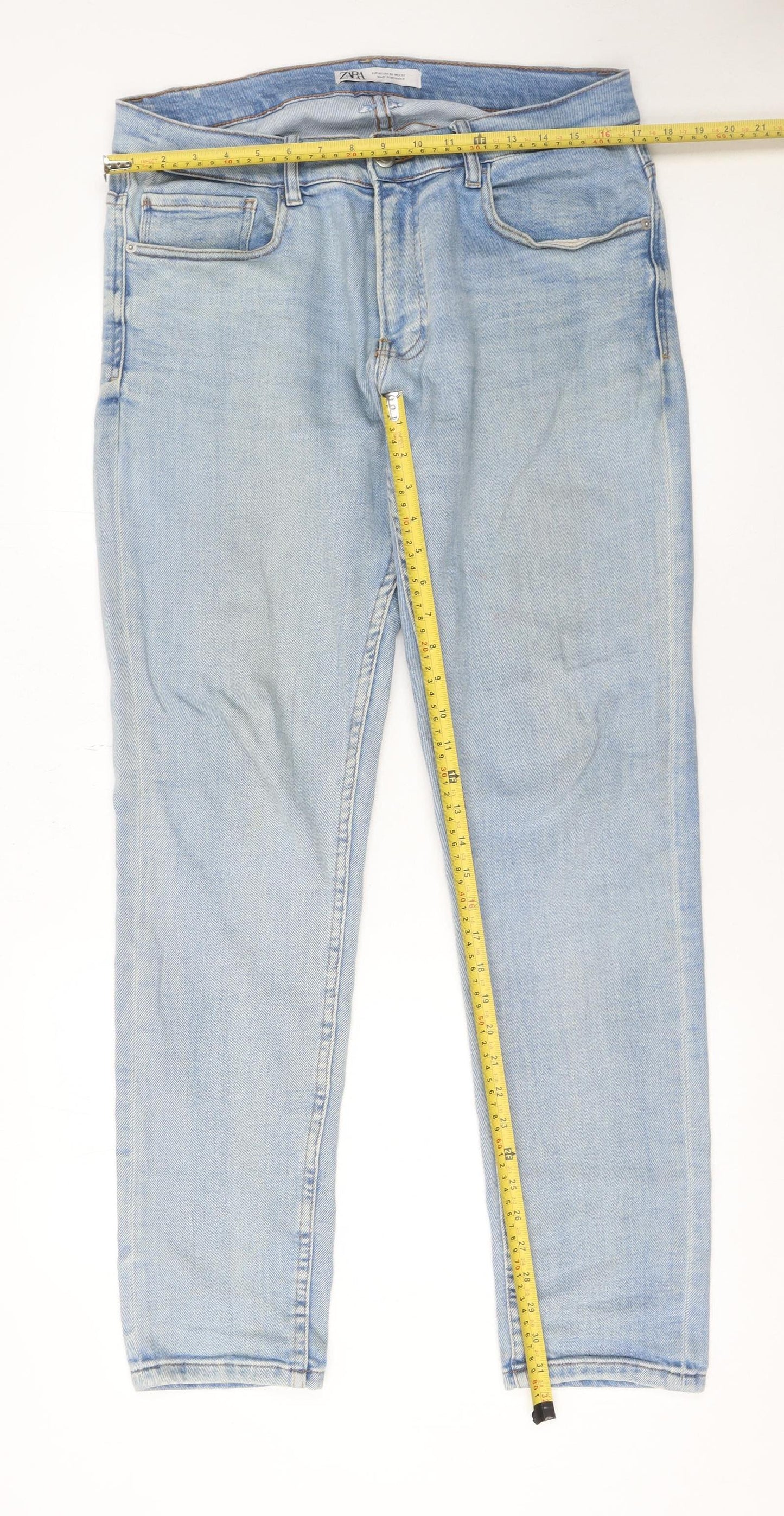 Zara Men’s Light Blue Skinny Denim Jeans Size L 32W Slim Fit