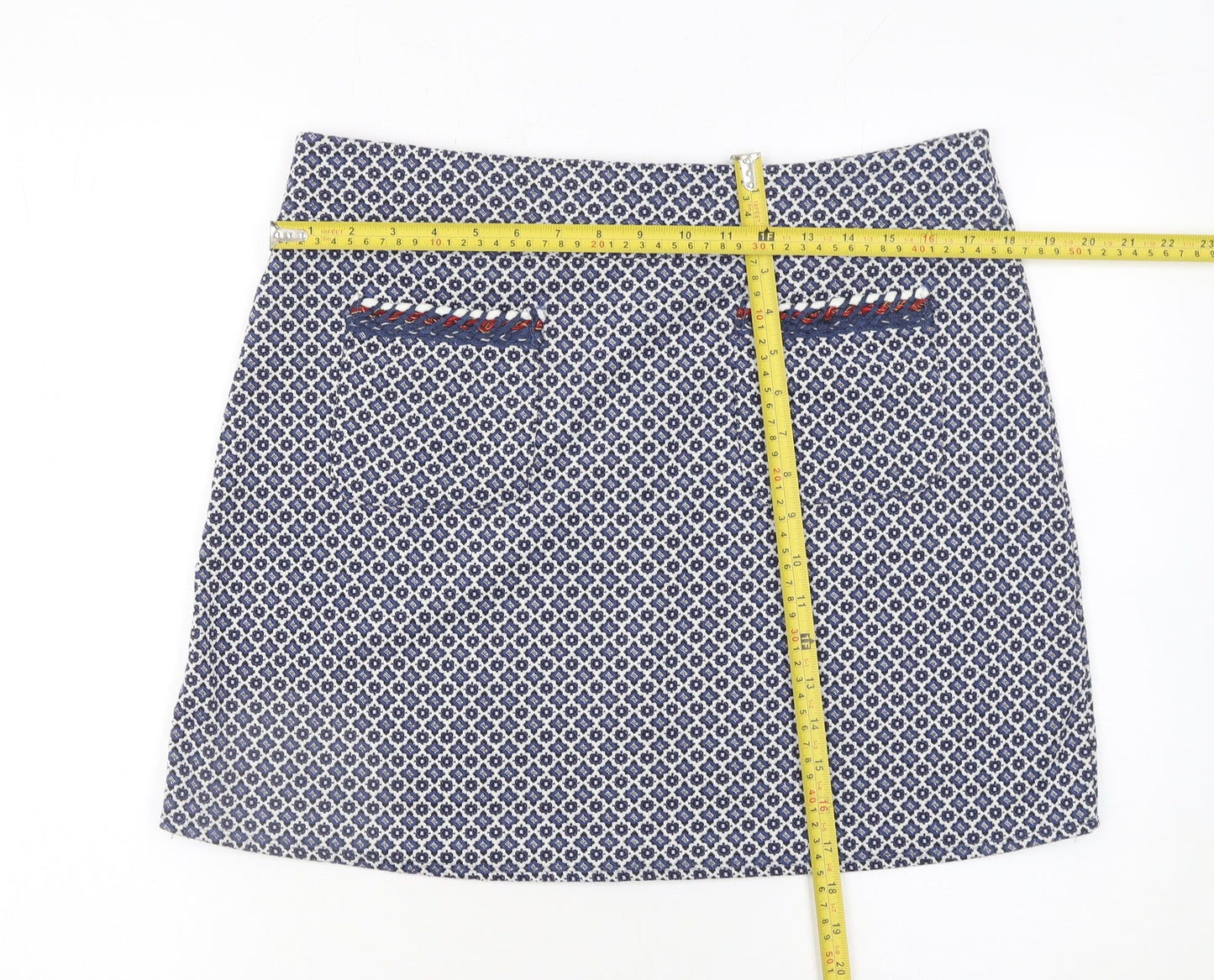 Dorothy Perkins Women's Blue Geometric Short Skirt Size 14