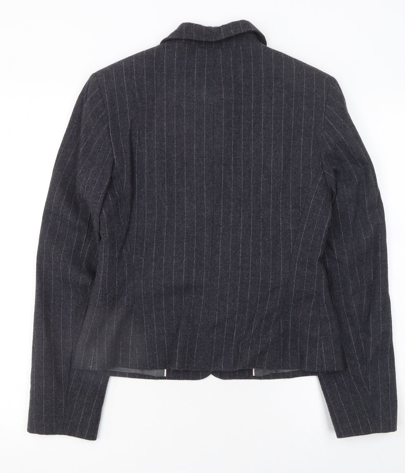 Marks and Spencer Womens Grey Wool Pinstripe Blazer Jacket Size 10