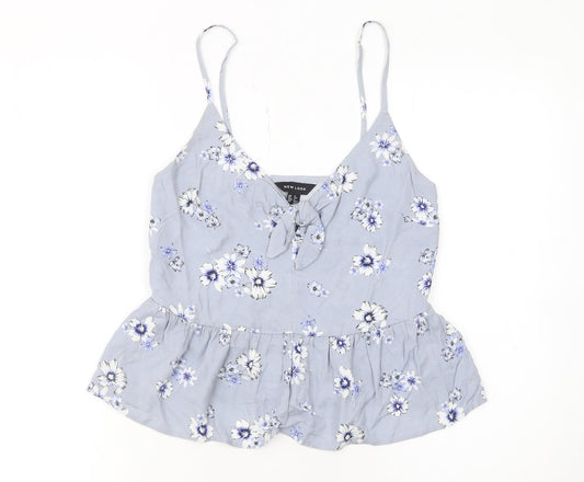New Look Women's Blue Floral Camisole Top Size 6 Viscose Tank