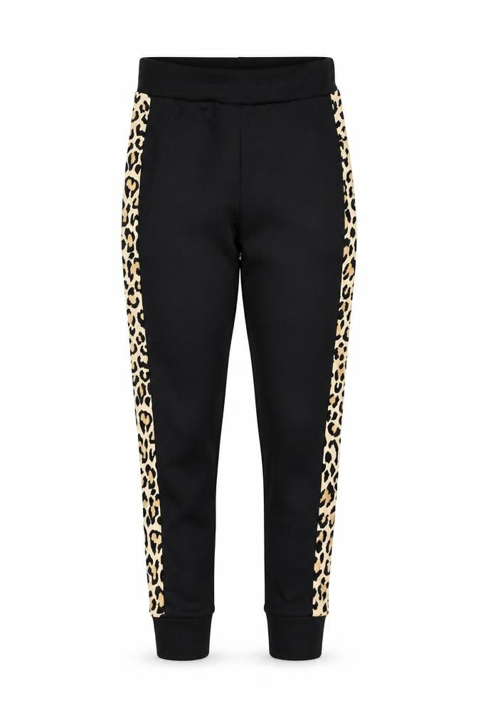 Quiz Womens Black Leopard Side Panel Jogger Trousers Size 8