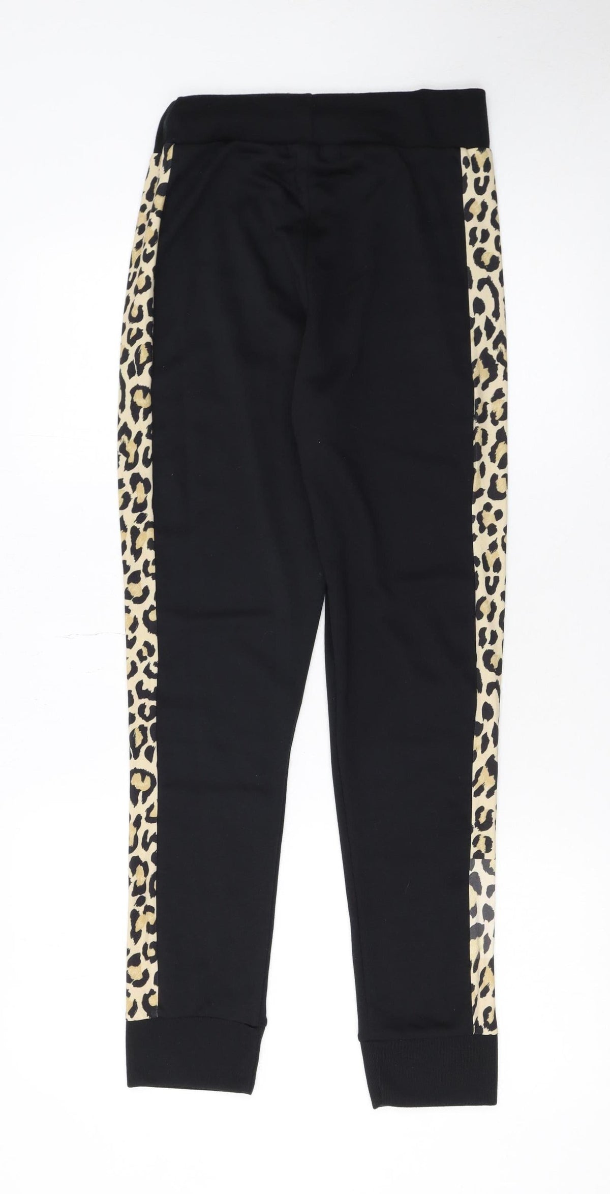 Quiz Womens Black Leopard Side Panel Jogger Trousers Size 8