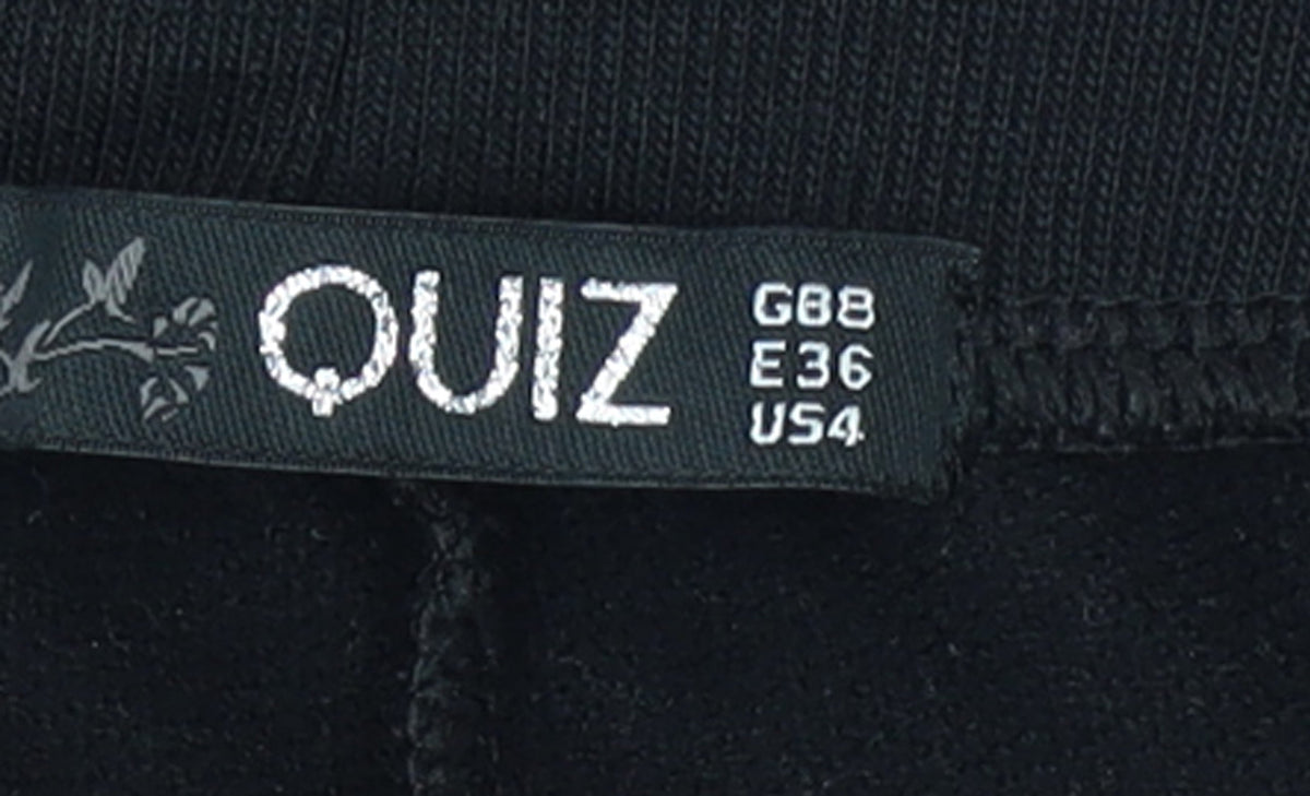 Quiz Womens Black Leopard Side Panel Jogger Trousers Size 8