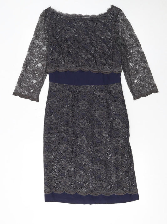Boden Women Blue Lace Sheath Knee Length Dress UK 8