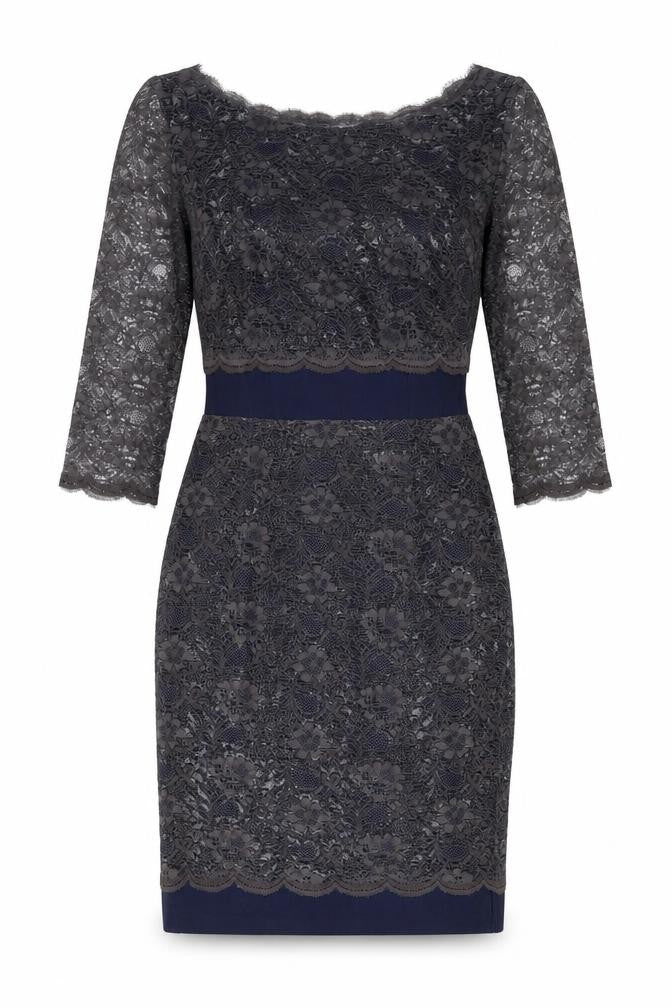 Boden Women Blue Lace Sheath Knee Length Dress UK 8