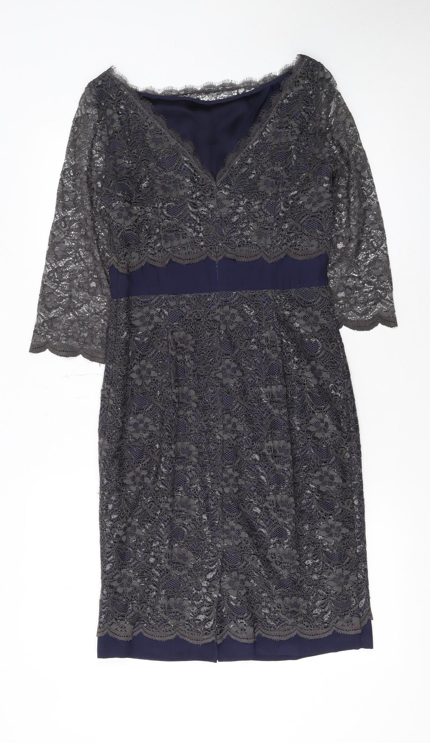 Boden Women Blue Lace Sheath Knee Length Dress UK 8