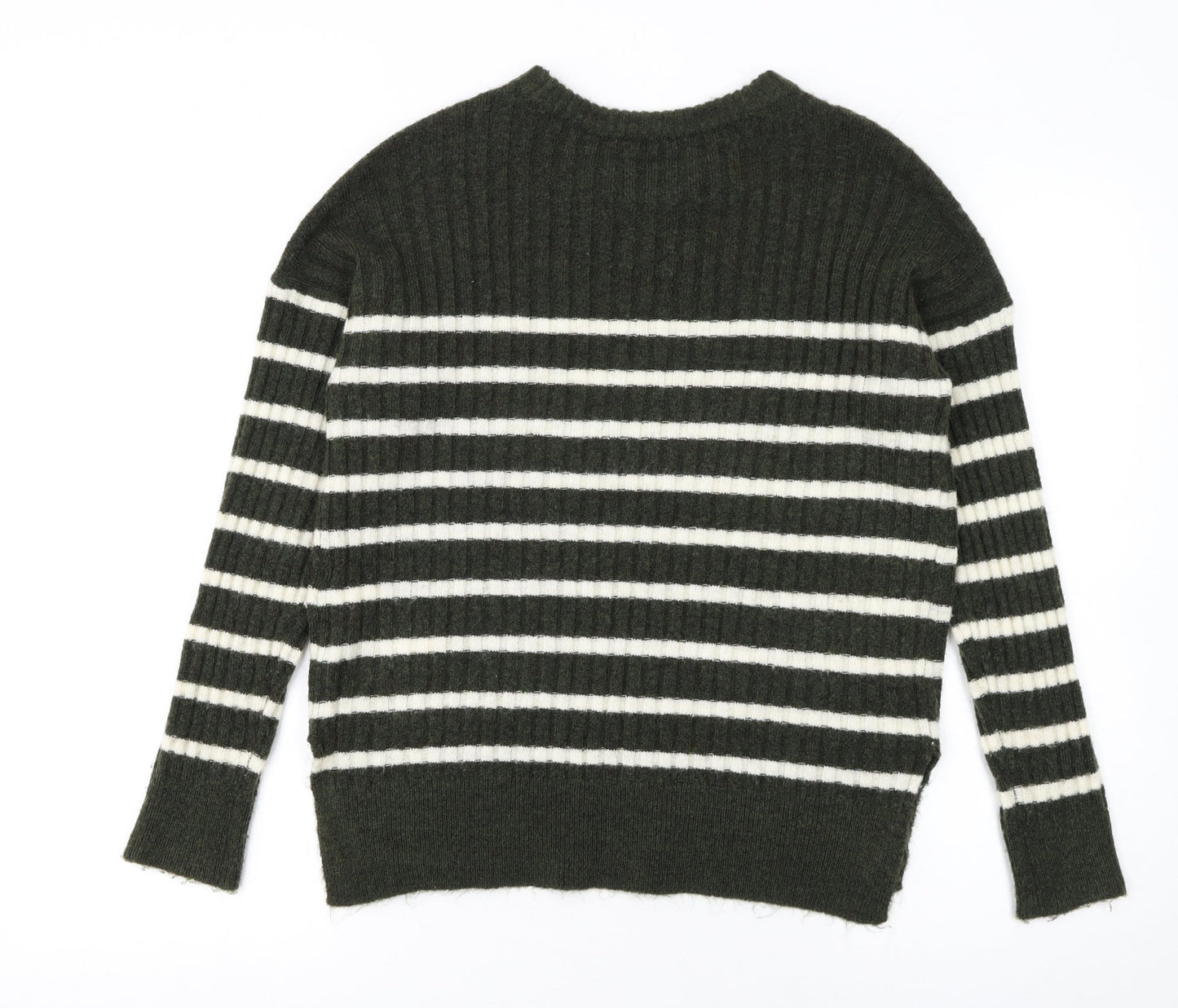 Abercrombie & Fitch Womens Green Striped Crew Neck Jumper XS