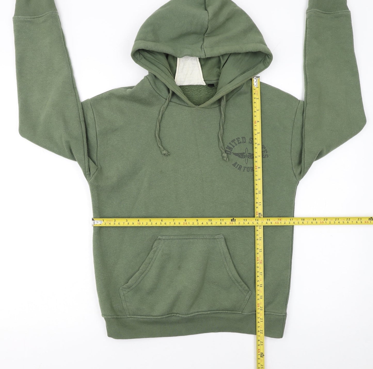 Topshop Women’s Green US Air Force Pullover Hoodie Size 6 Cotton Blend