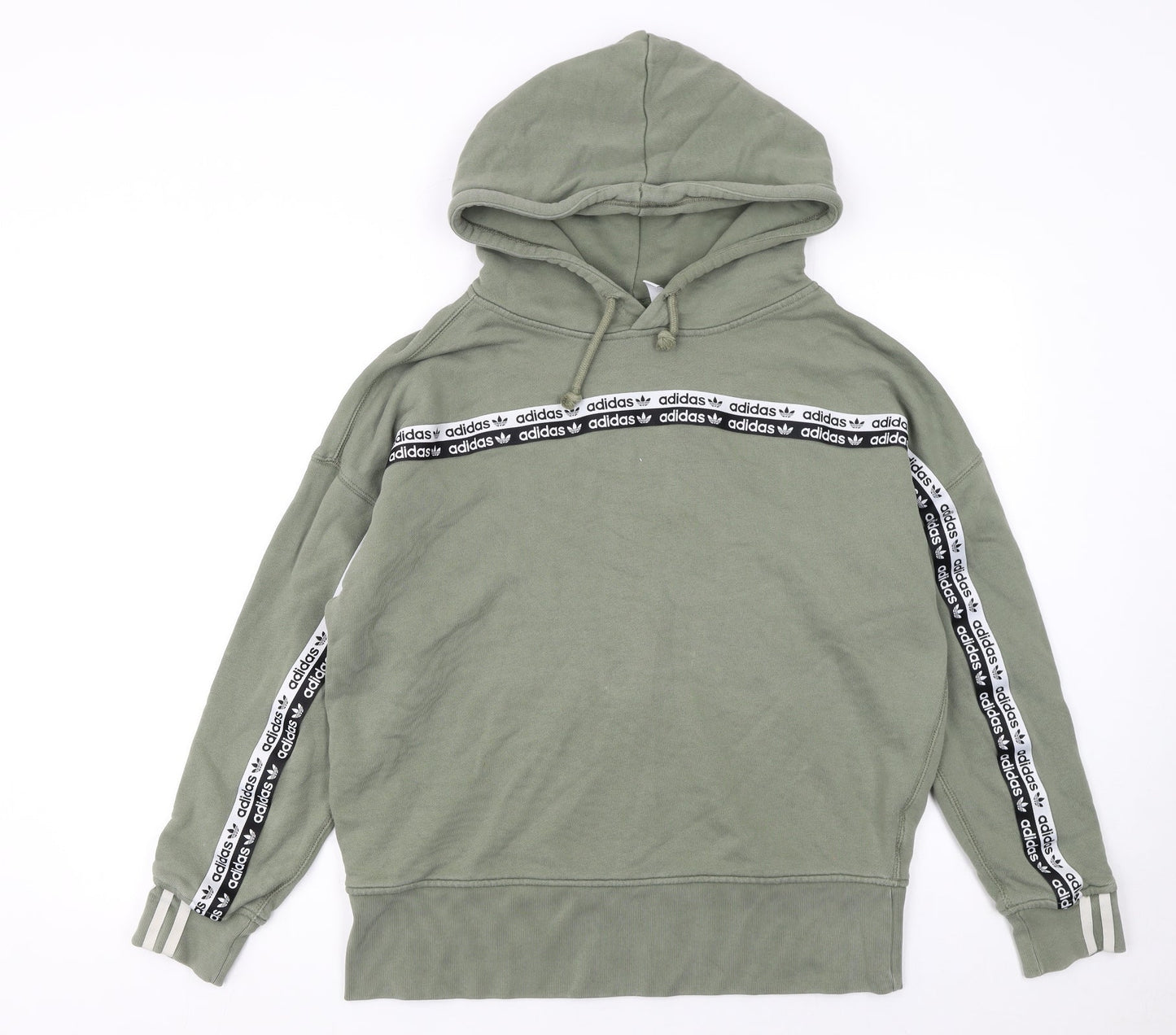 Adidas Women’s Green Hoodie Size 10 Cotton Blend Logo Trim