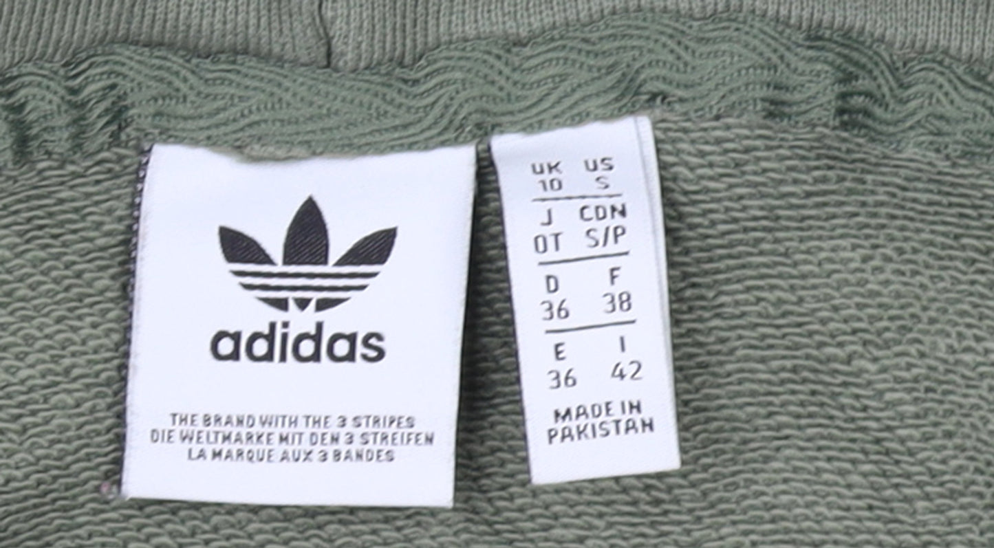 Adidas Women’s Green Hoodie Size 10 Cotton Blend Logo Trim