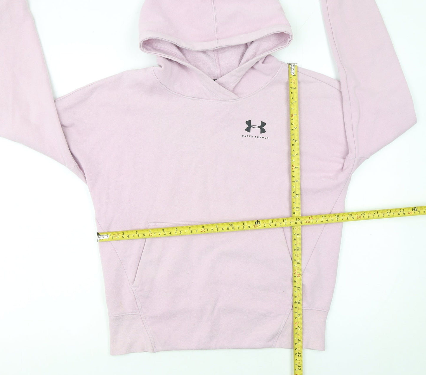 Under Armour Girls Pink Long Sleeve Fitted Pullover Hoodie YXL