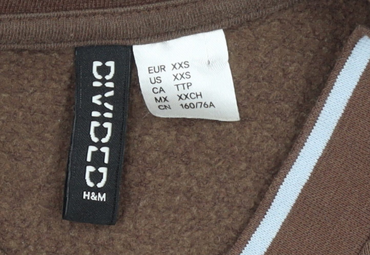 H&M Divided Women Brown Cropped Pullover Sweatshirt XXS National Athletics
