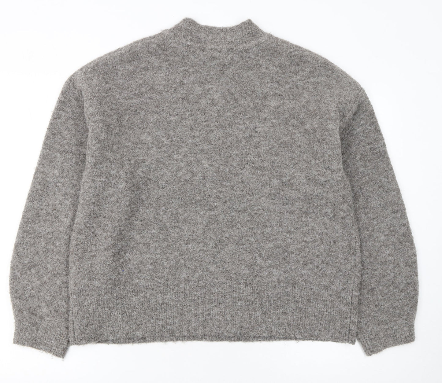 Marks and Spencer Women's Grey Wool Mock Neck Pullover Jumper M