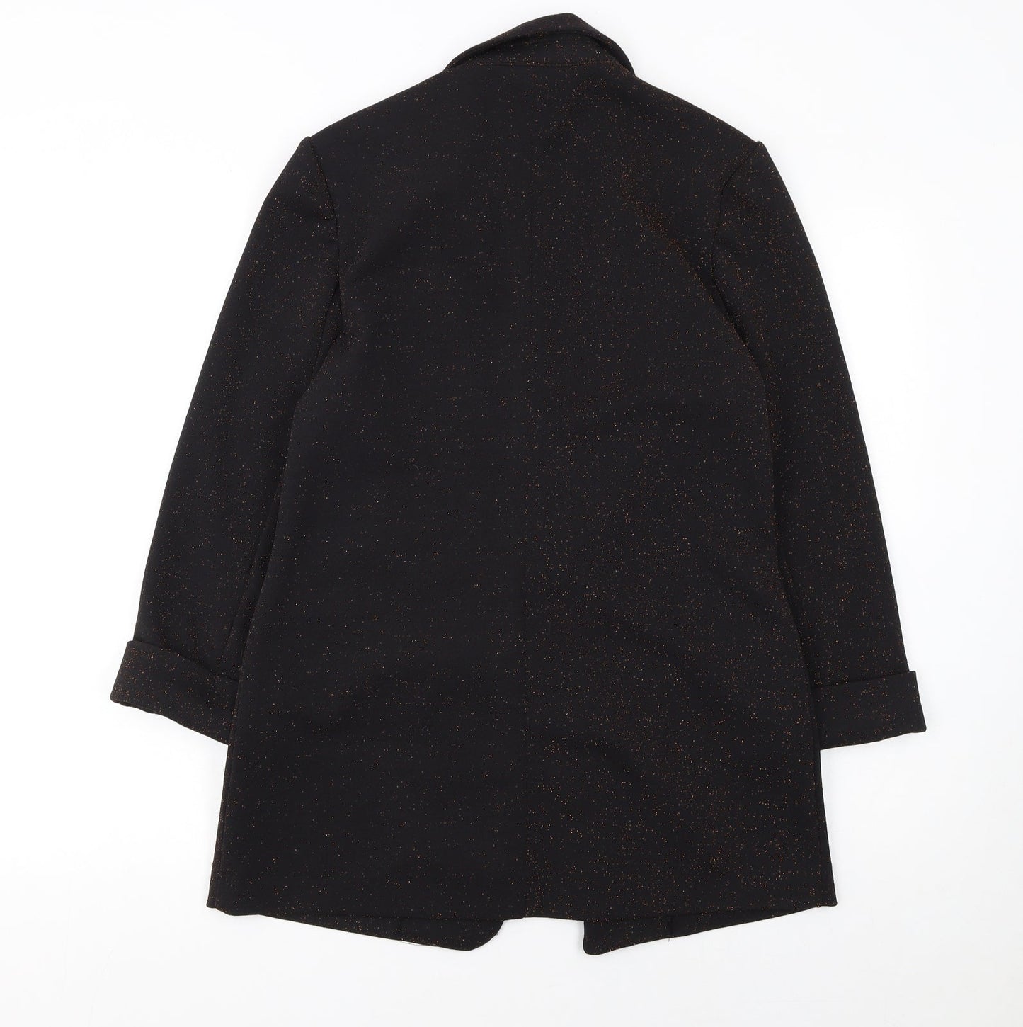 Tu Women Black Metallic Blazer Size 10 Classic Single-Breasted Jacket