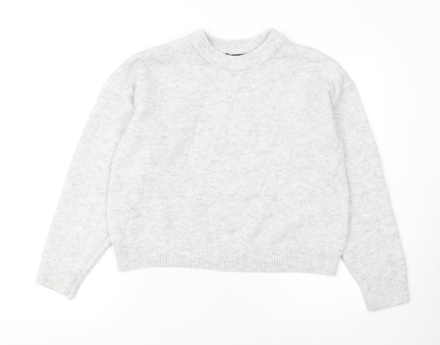 New Look Women Grey Crew Neck Pullover Jumper Size M Knit Long Sleeve