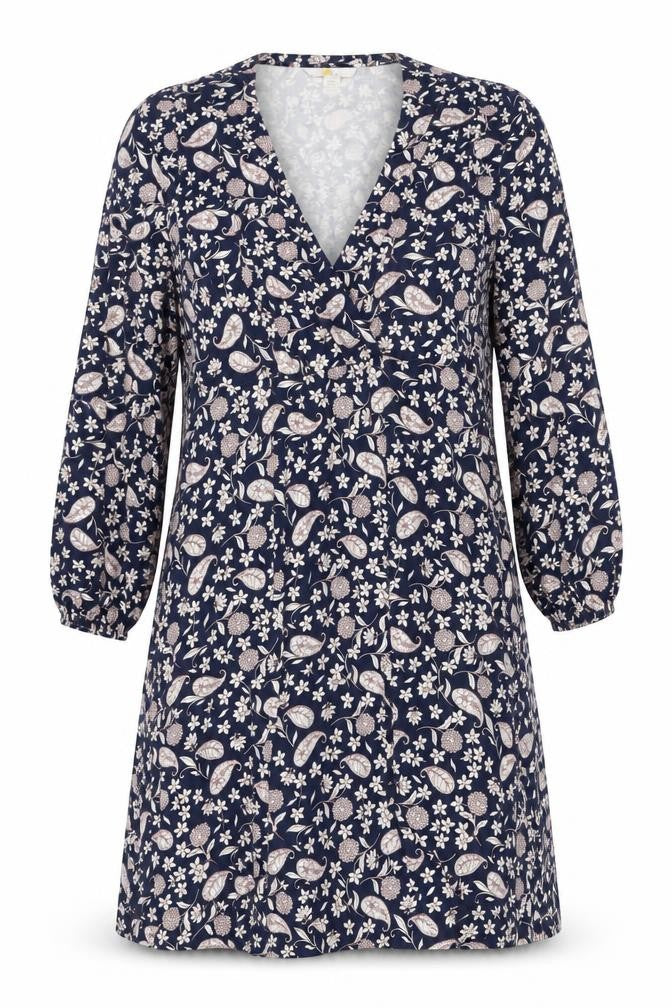 Boden Womens Blue Floral Paisley Wrap Dress Size 14 Long Sleeve