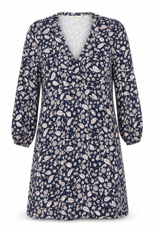 Boden Womens Blue Floral Paisley Wrap Dress Size 14 Long Sleeve