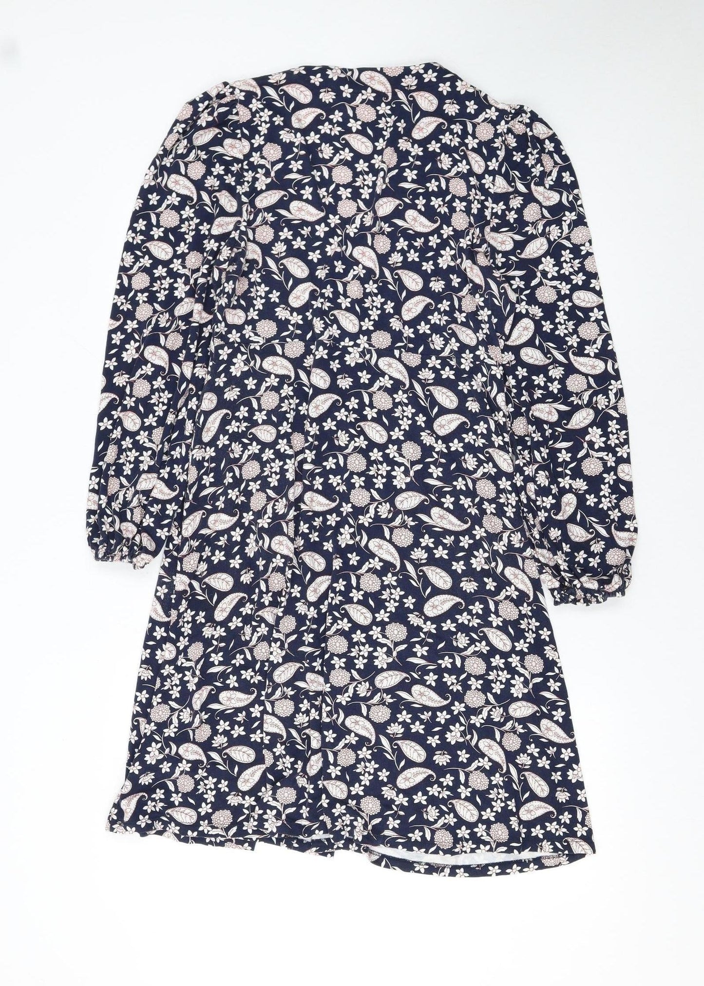 Boden Womens Blue Floral Paisley Wrap Dress Size 14 Long Sleeve