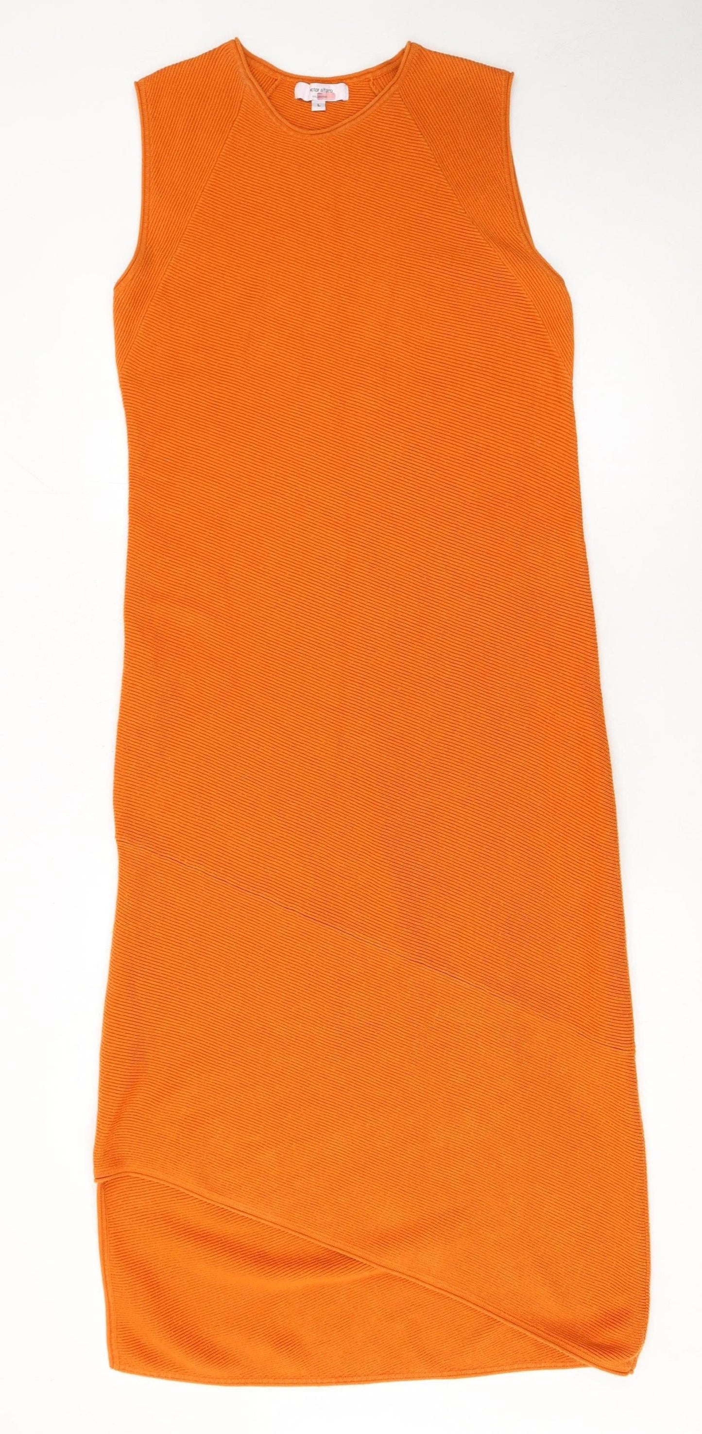 Victor Alfaro Collective Women’s Orange Sleeveless Midi Bodycon Knit Dress Size L