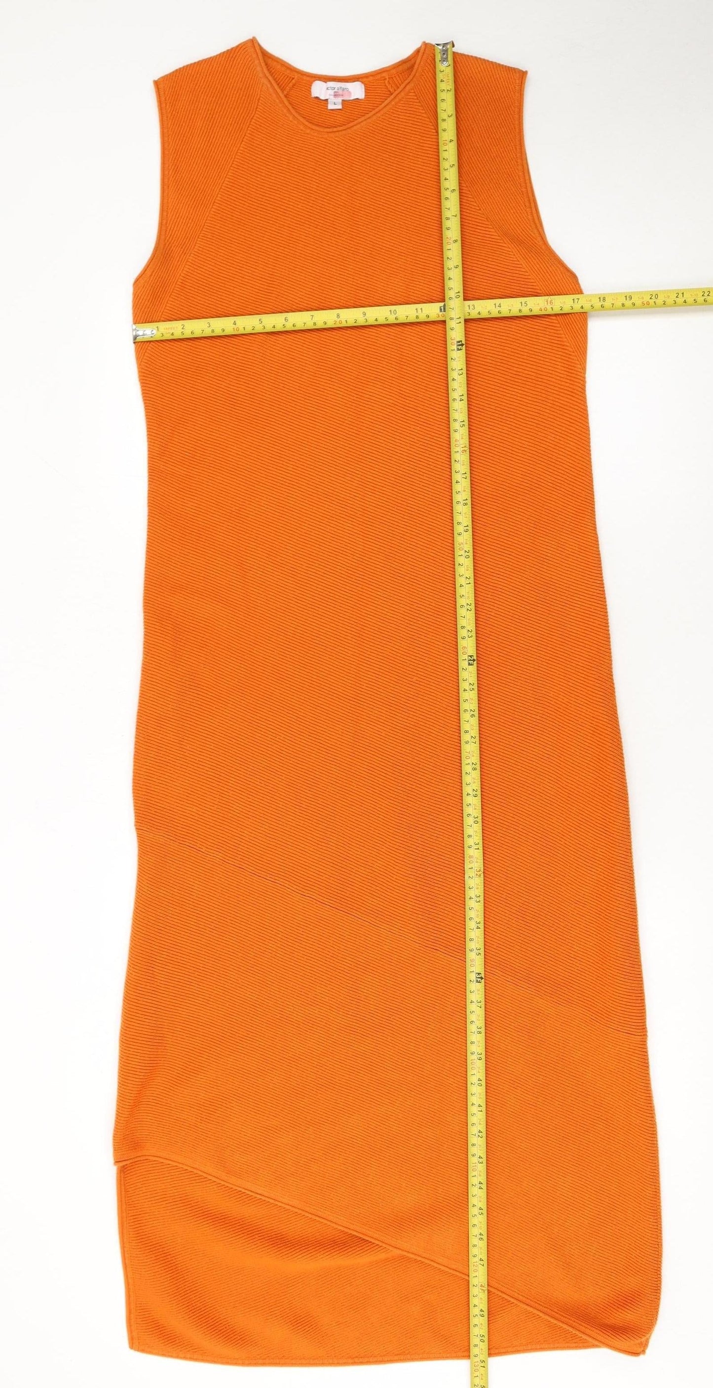 Victor Alfaro Collective Women’s Orange Sleeveless Midi Bodycon Knit Dress Size L