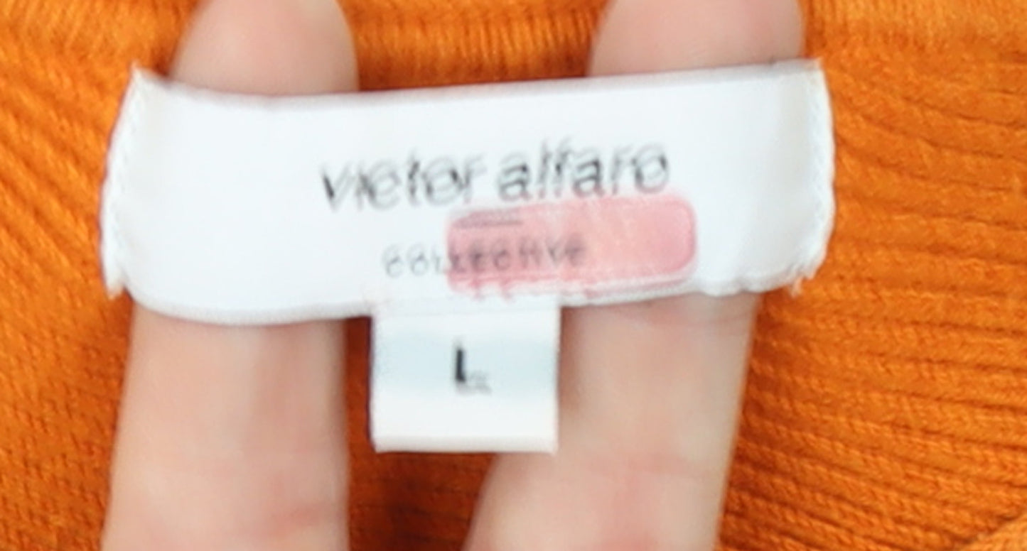 Victor Alfaro Collective Women’s Orange Sleeveless Midi Bodycon Knit Dress Size L