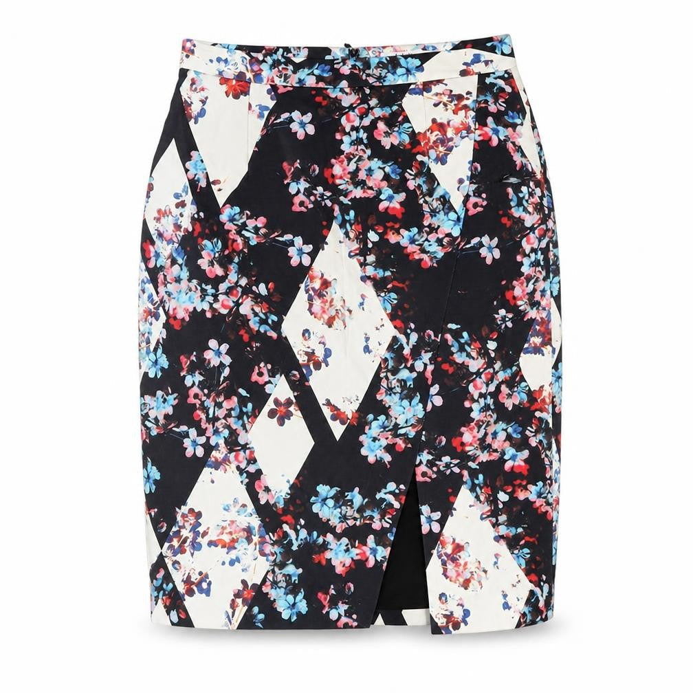L.K. Bennett Women Multicoloured Floral Silk Blend Pencil Skirt UK 10