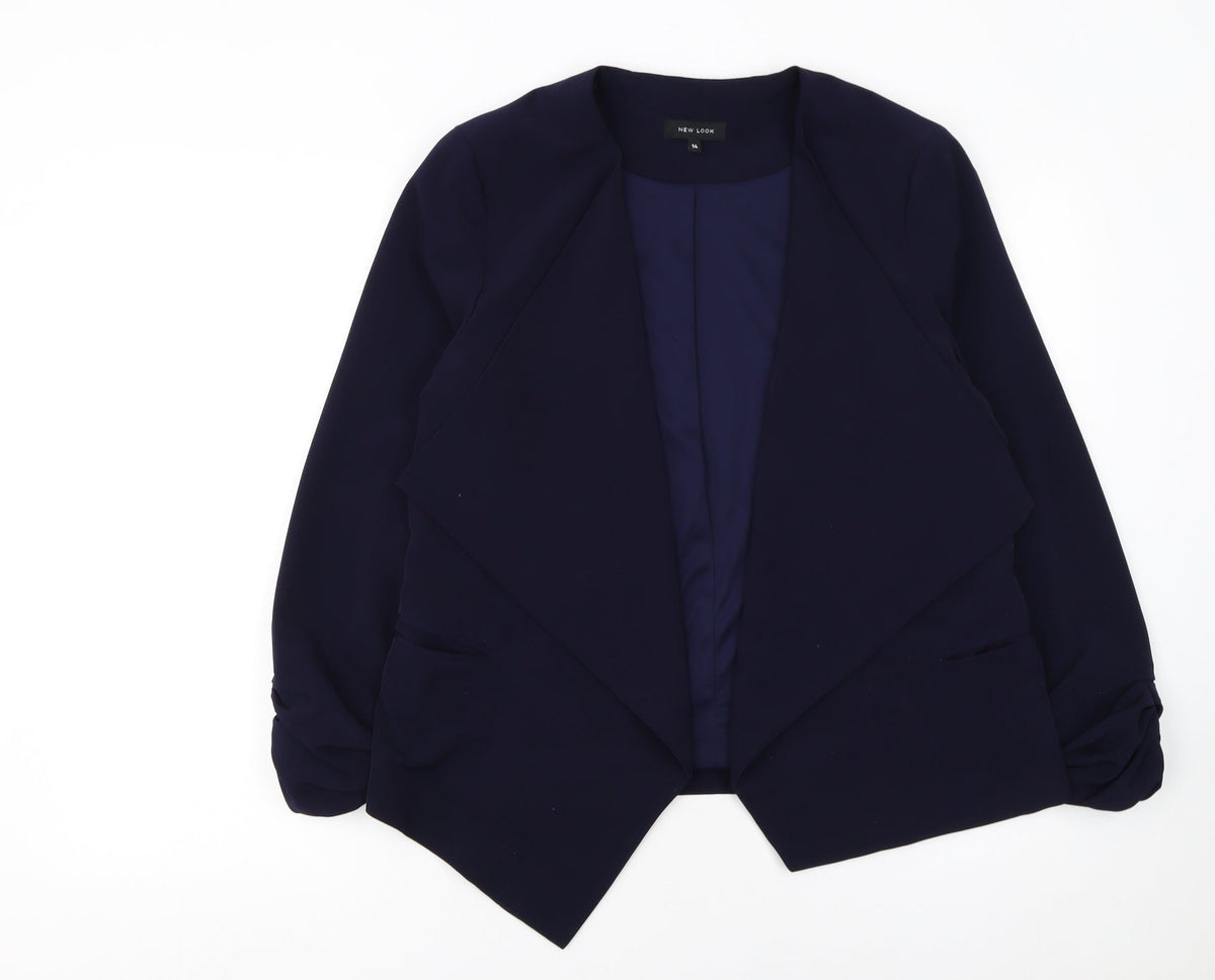 New Look Women's Blue Size 14 Regular Fit Shawl Blazer
