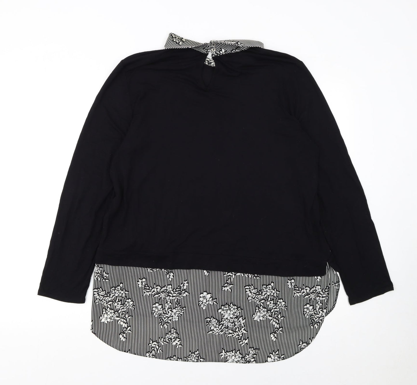 Wallis Womens Black Collared Long Sleeve Pullover Jumper Size 16