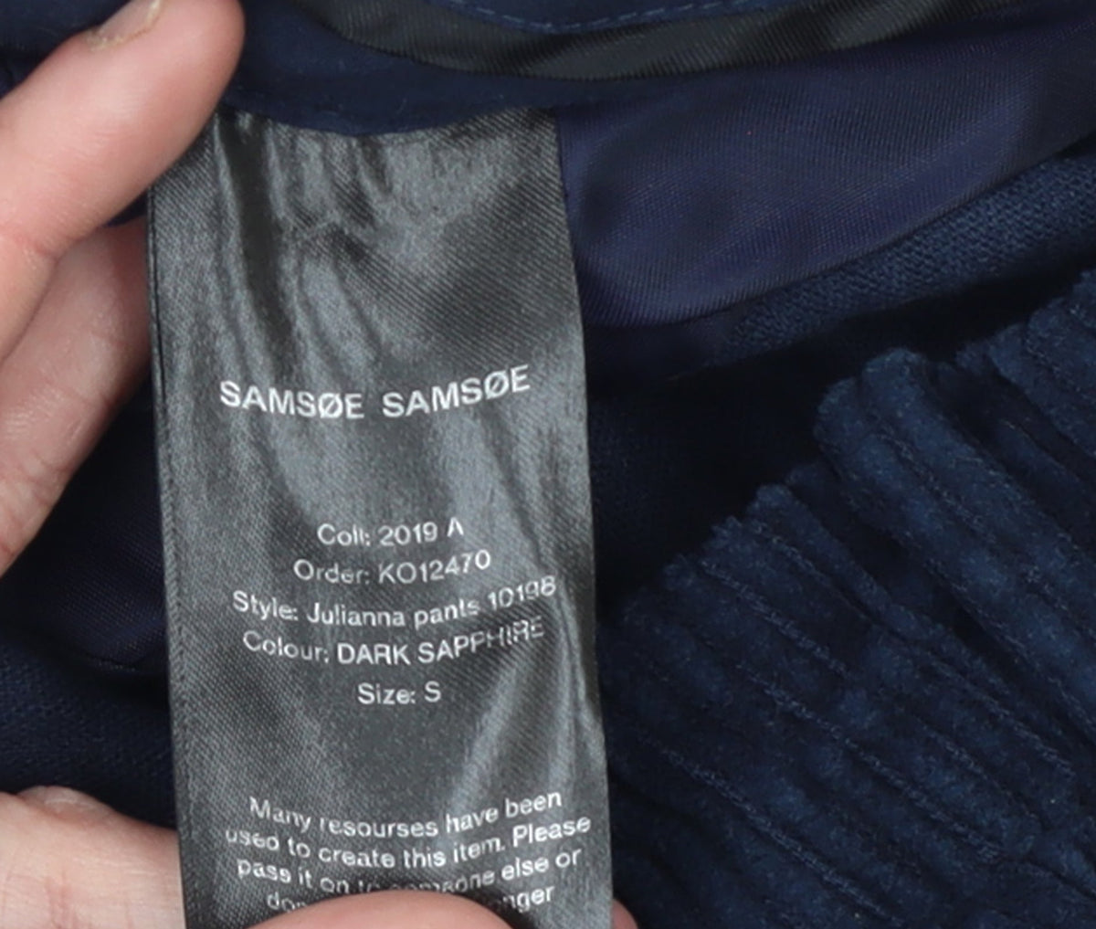Samsøe Samsøe Women’s Blue Corduroy Trousers Size S