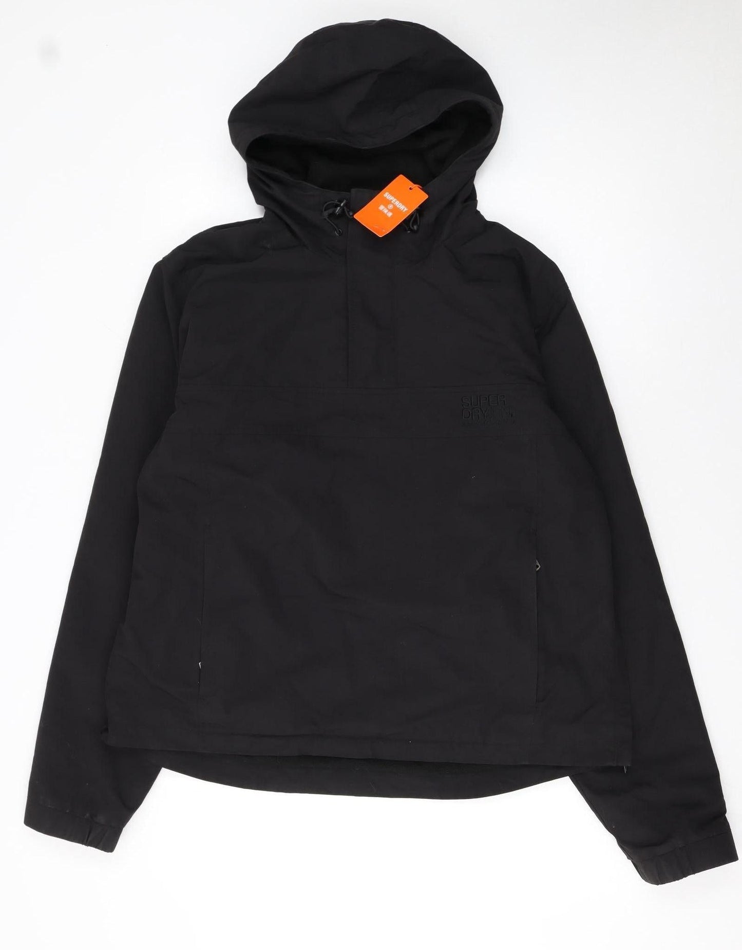 Superdry Men's Black Hooded Anorak Jacket Size S Waterproof Outdoor