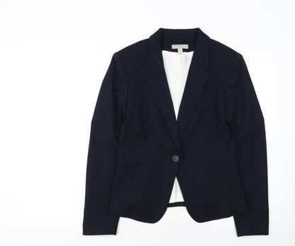 H&M Women Blue Regular Fit One-Button Blazer UK 10