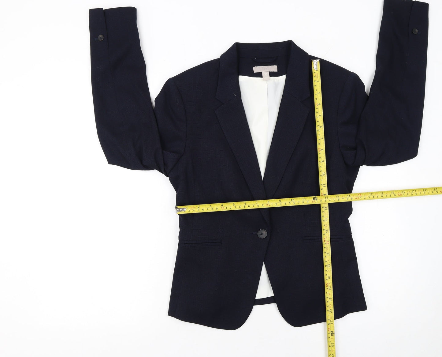 H&M Women Blue Regular Fit One-Button Blazer UK 10