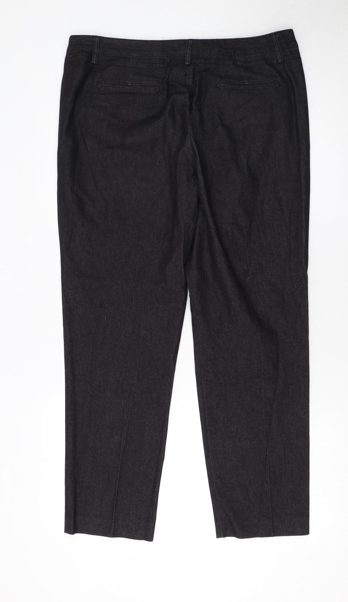 Larry Levine Black Stretch Cotton Blend Women's Straight Trousers Size 12