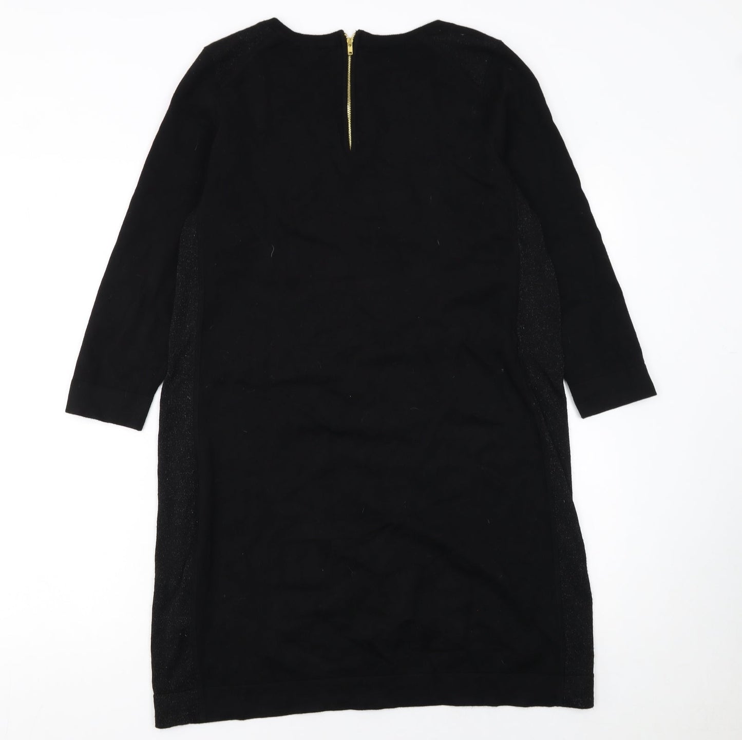Dorothy Perkins Women Black Size 16 Knit Shift Dress Long Sleeve