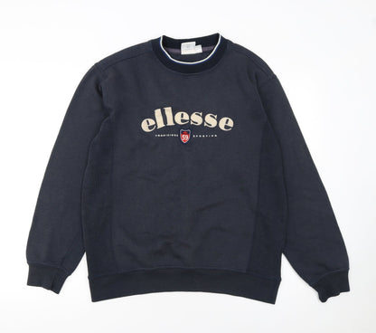 Additional front view of Ellesse Men's Blue Pullover Sweatshirt M Crew Neck Logo Sport
