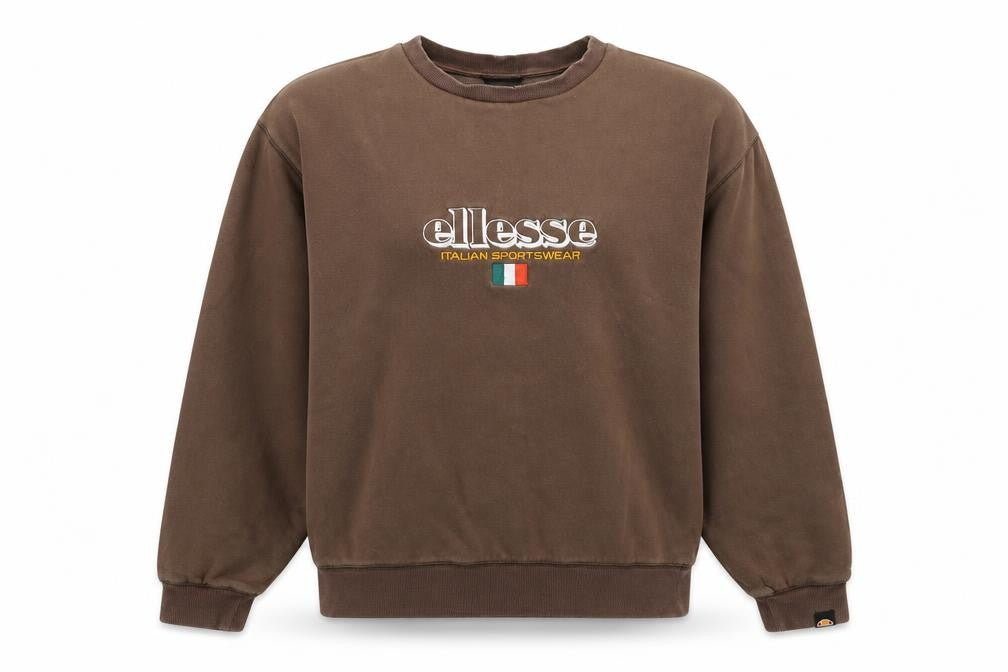Ellesse Womens Brown Pullover Sweatshirt M Cotton Blend Logo