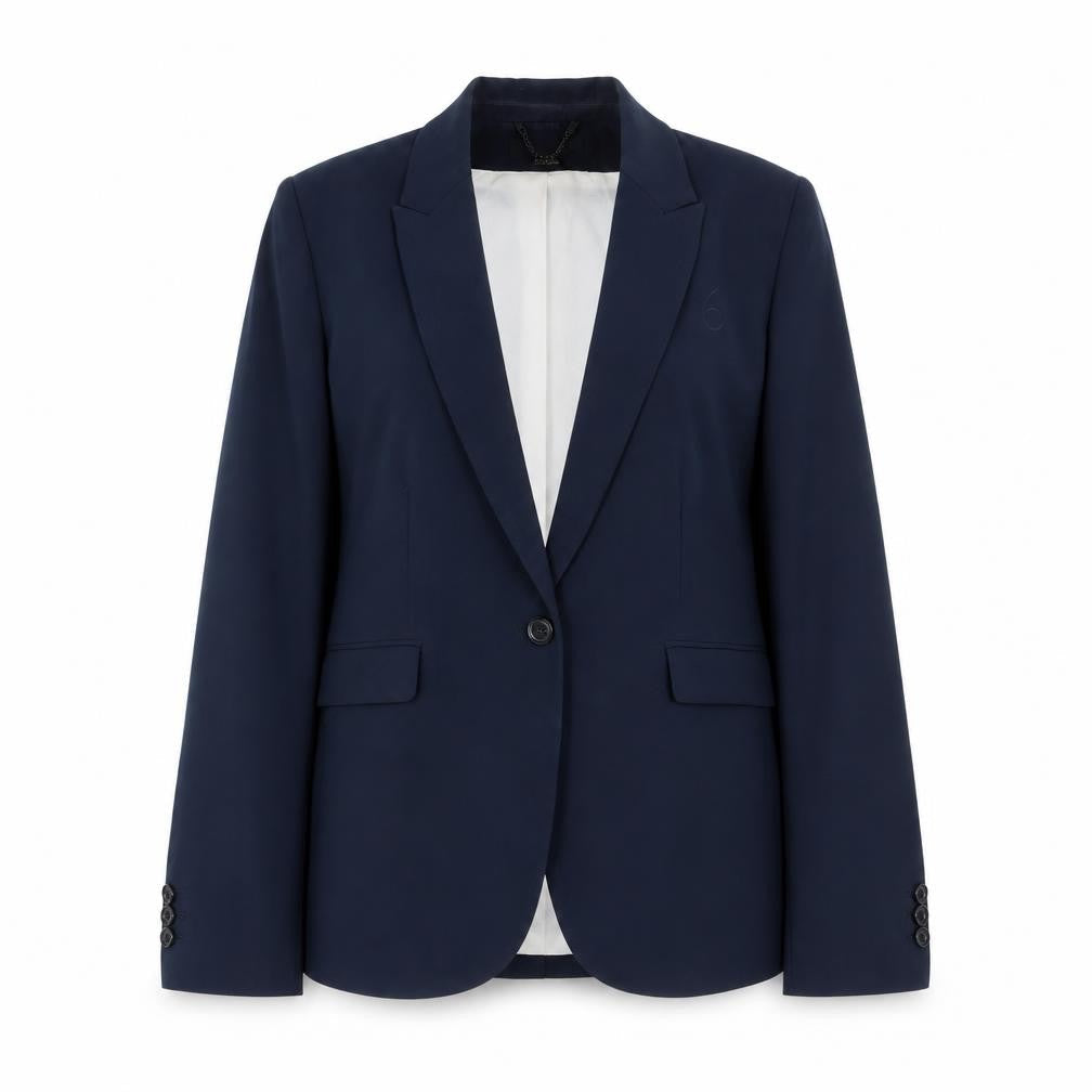H&M Women's Blue Single-Breasted Blazer Size 14 Polyester Lined