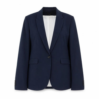 H&M Women's Blue Single-Breasted Blazer Size 14 Polyester Lined