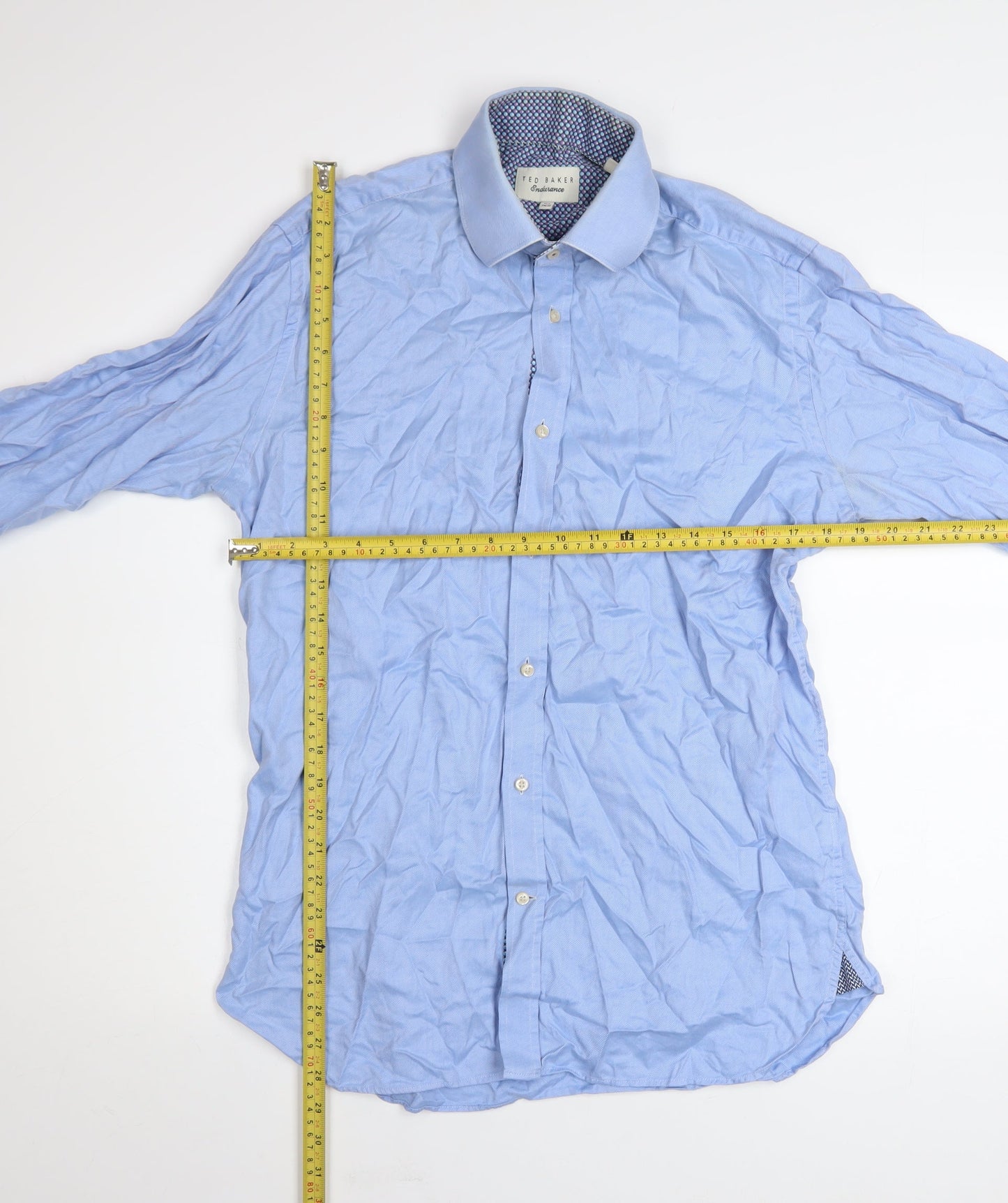 Ted Baker Men’s Blue Cotton Long Sleeve Button-Up Shirt Size 15.5