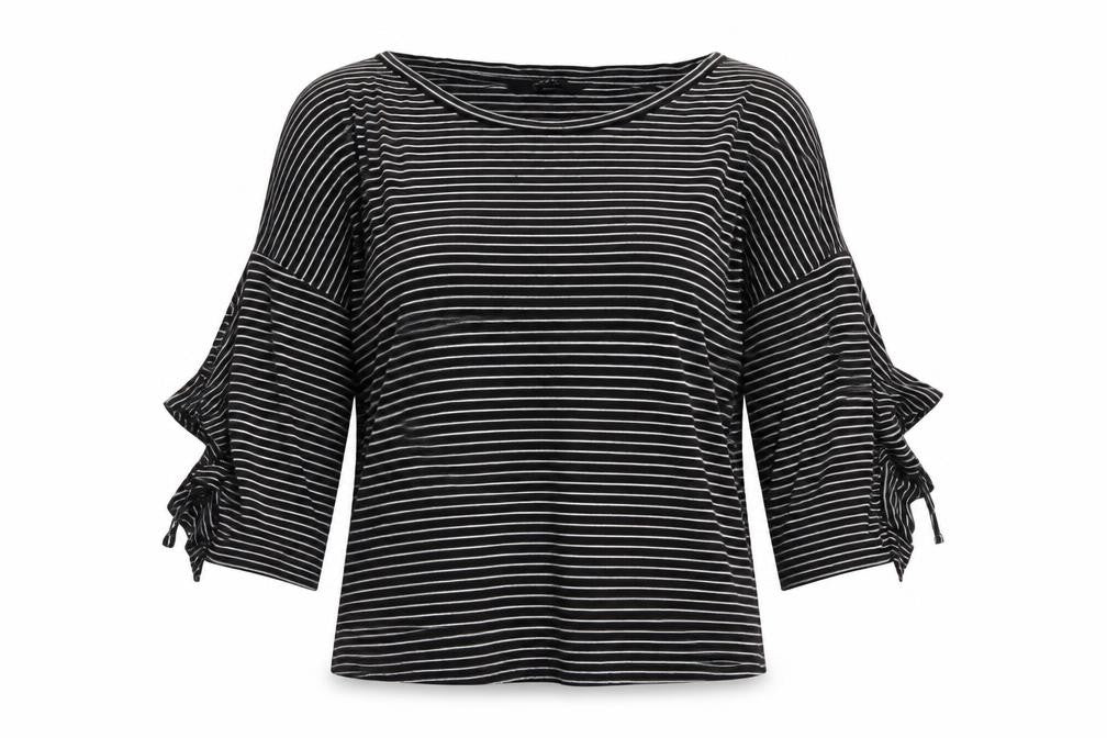 Next Women’s Black Striped Cold Shoulder Jersey Top Size 12