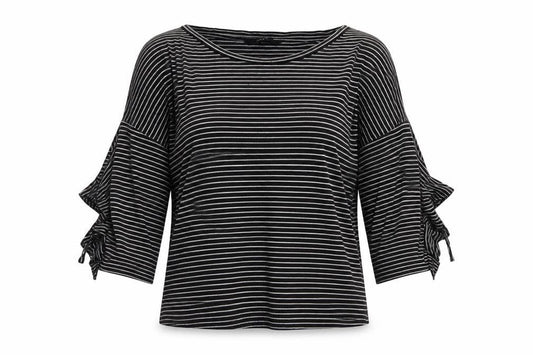 Next Women’s Black Striped Cold Shoulder Jersey Top Size 12