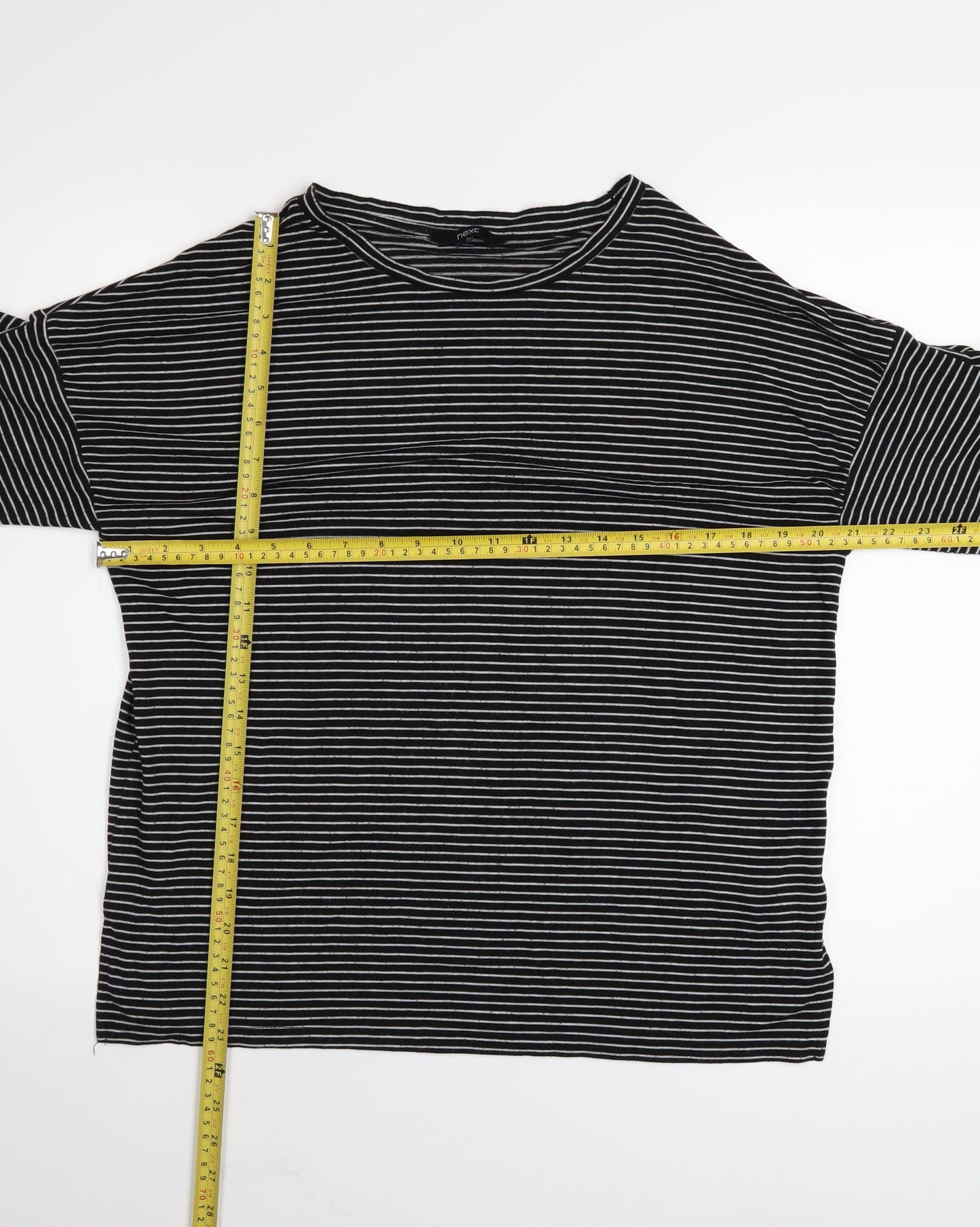 Next Women’s Black Striped Cold Shoulder Jersey Top Size 12