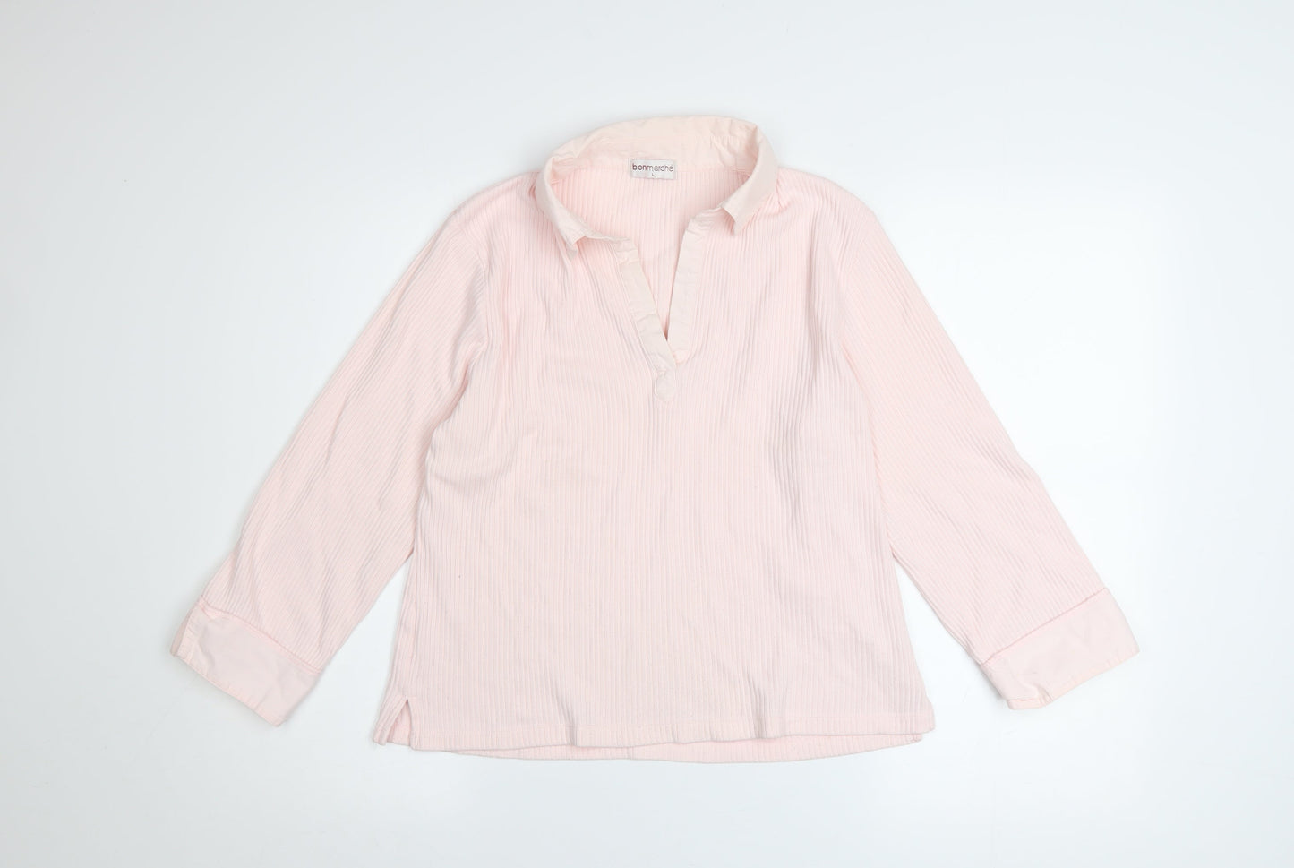 Bonmarché Women’s Pink Long Sleeve Cotton Tunic Blouse Size L