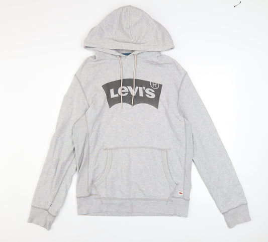 Levi's Men's Grey Pullover Hoodie S Classic Fit Logo Sweatshirt