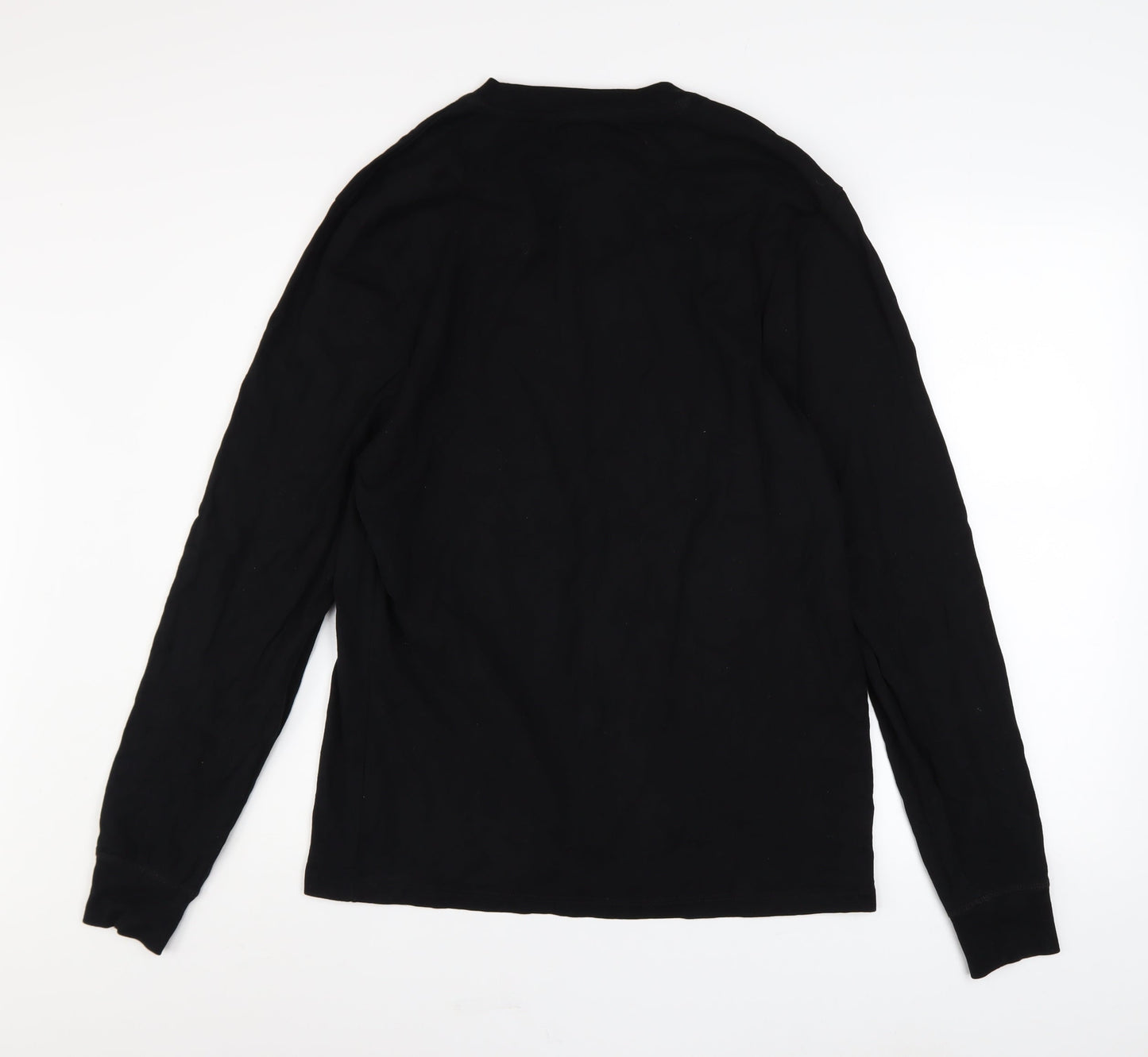 River Island Men's Black Long Sleeve Stockholm Graphic Cotton Top Size M
