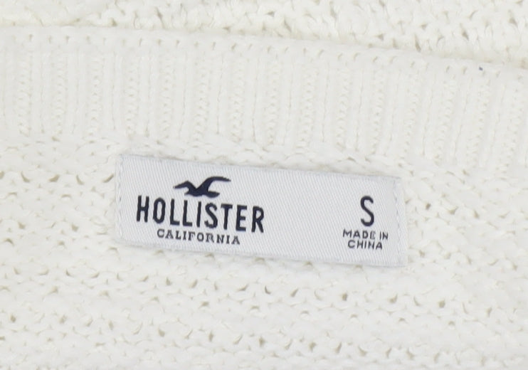 Hollister Women White Cropped Knit Tank Top S Boho Summer