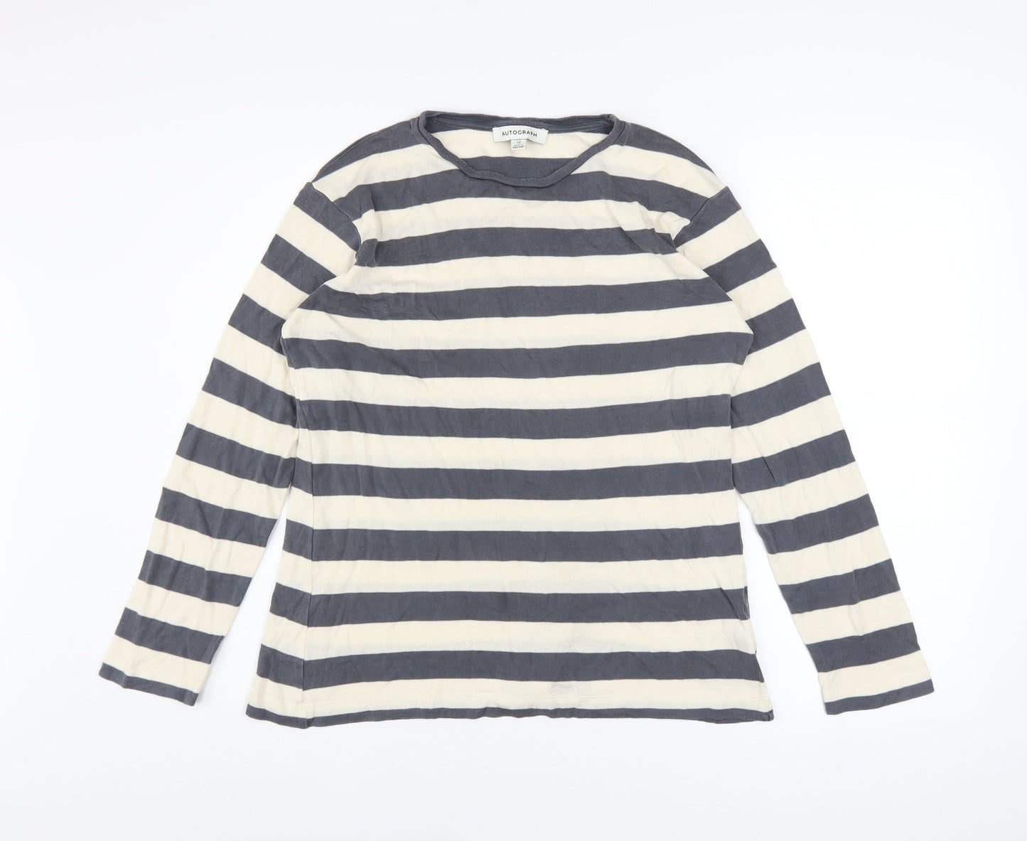 Marks and Spencer Autograph Women's Striped Long Sleeve Lyocell T-Shirt Size 12